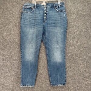 Abercrombie & Fitch Jeans Women 18 Blue Skinny High Rise Plus Size Frayed Hem